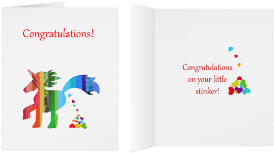 First Class Congratulations Baby Shower Gc006 Unicorn - Greeting Card (600x342)