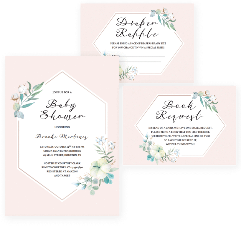 Blush And White Baby Shower Invitation Set By Littlesizzle - Baby Shower (819x1024)