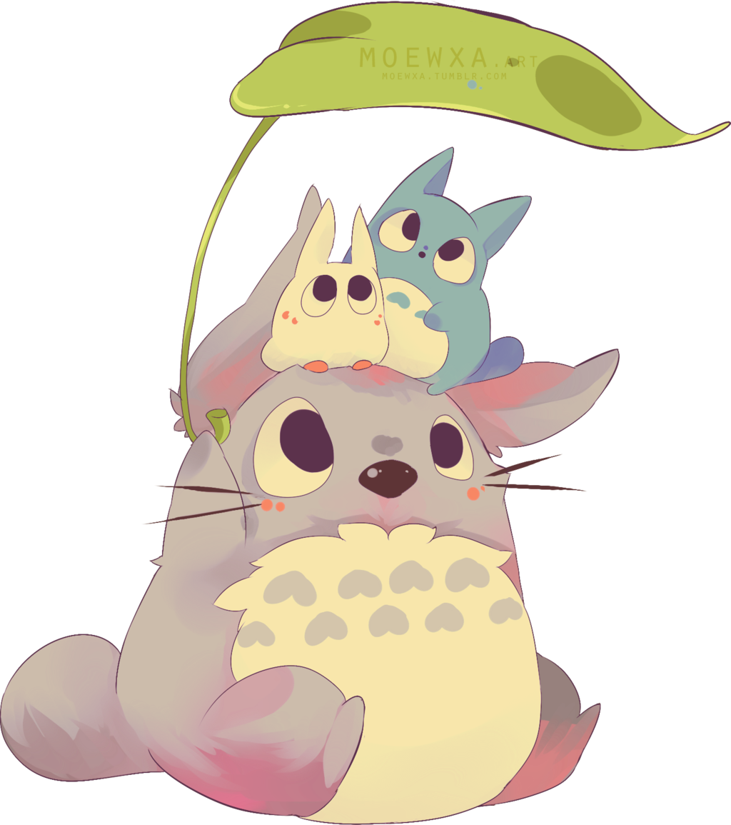 Studio Ghibli Anime Drawing Film - Totoro Chu And Chibi (1024x1155)
