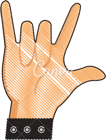 Drawing Hand With Bracelet Rock N Roll Gesture - Rock N Roll Hand Transparent (550x550)