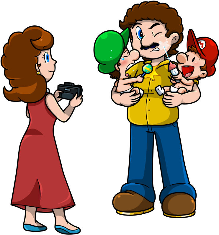 Marco, Luise, Baby Mario, And Baby Luigi - Baby Mario And Baby Luigi (844x1020)
