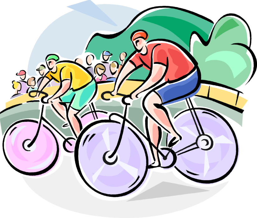 Vector Illustration Of Bicycle Bike Race Cyclists Racing - Vector Illustration Of Bicycle Bike Race Cyclists Racing (825x700)