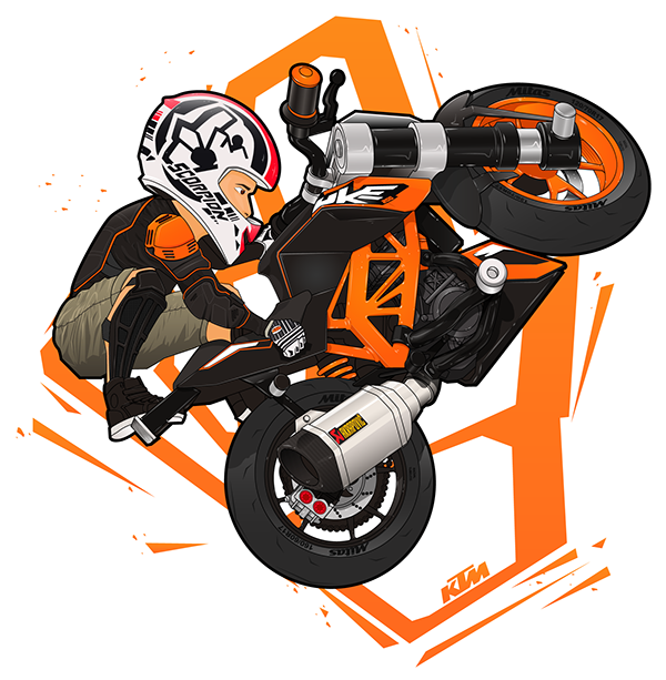 Stunt Clipart Ktm - Ktm Duke 390 Cartoon (600x613)