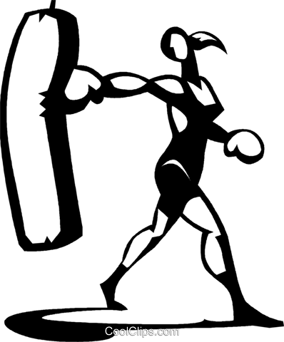 Woman Working Out With A Punching Bag Royalty Free - Working Out Png Clipart (398x480)