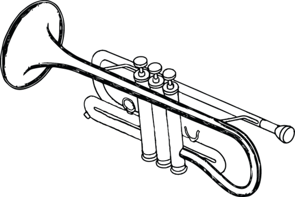 411ra - Trumpet - Trumpet Black And White Clipart (600x401)