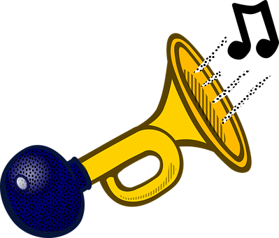 Bicycle Bike Horn Liine Art Sound Ton Traf - Horn Clipart Png (399x340)
