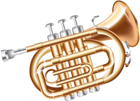 Explore French Horn, Art Music And More 33 - Gold Band Instrument Clip Art (500x361)
