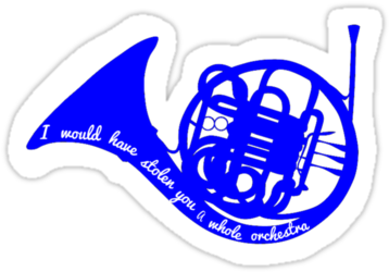 'blue French Horn ' Sticker By Nobie Fried - Met Your Mother Merchandise (375x360)