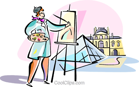 Artist Painting Louvre, Paris Royalty Free Vector Clip - Artist Painting Vector (480x301)