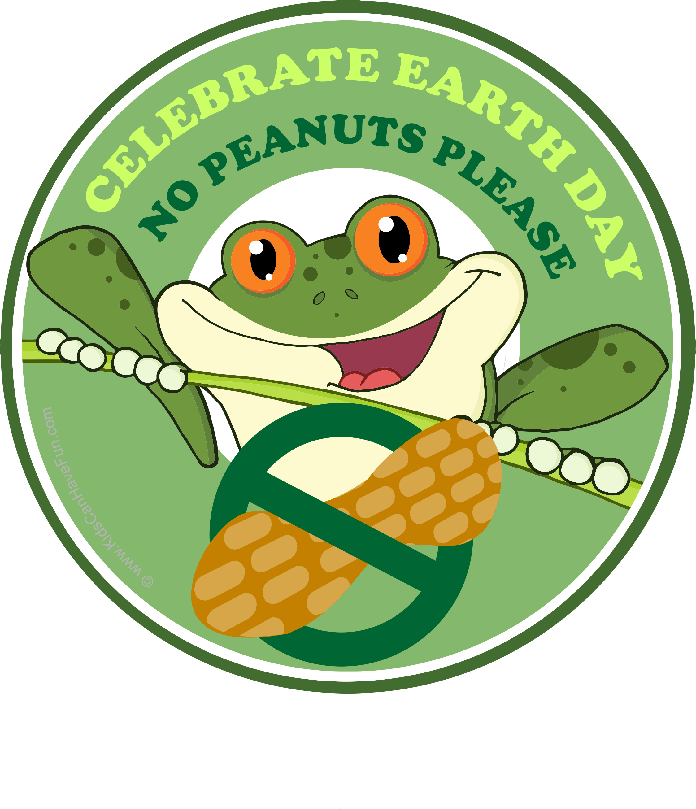 Earth Day No Peanuts Please Allergy Label Http - Froggy-gehendes Grün Grußkarte (2248x2613)