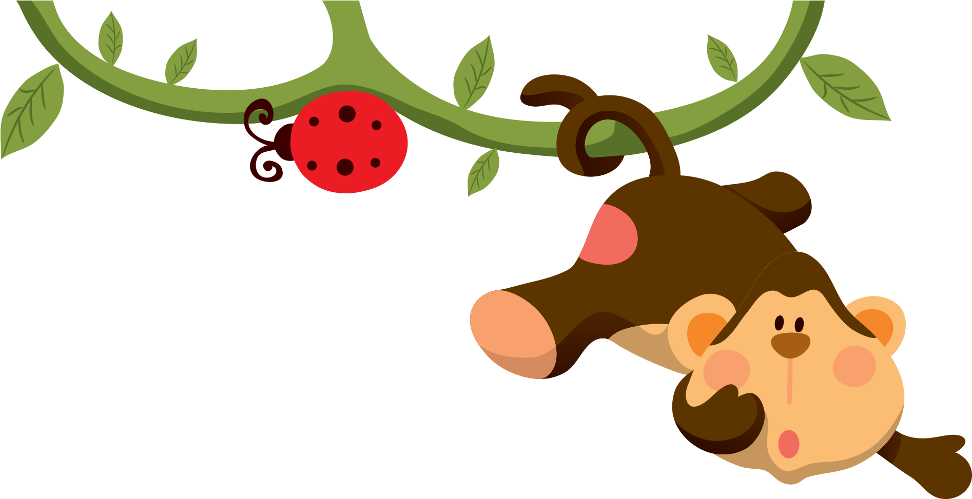 Baby Jungle Animals Cartoon Infant Clip Art Creative - Walls Need Love Monkeys Gone Bananas Wall Decals Multi (2000x2000)