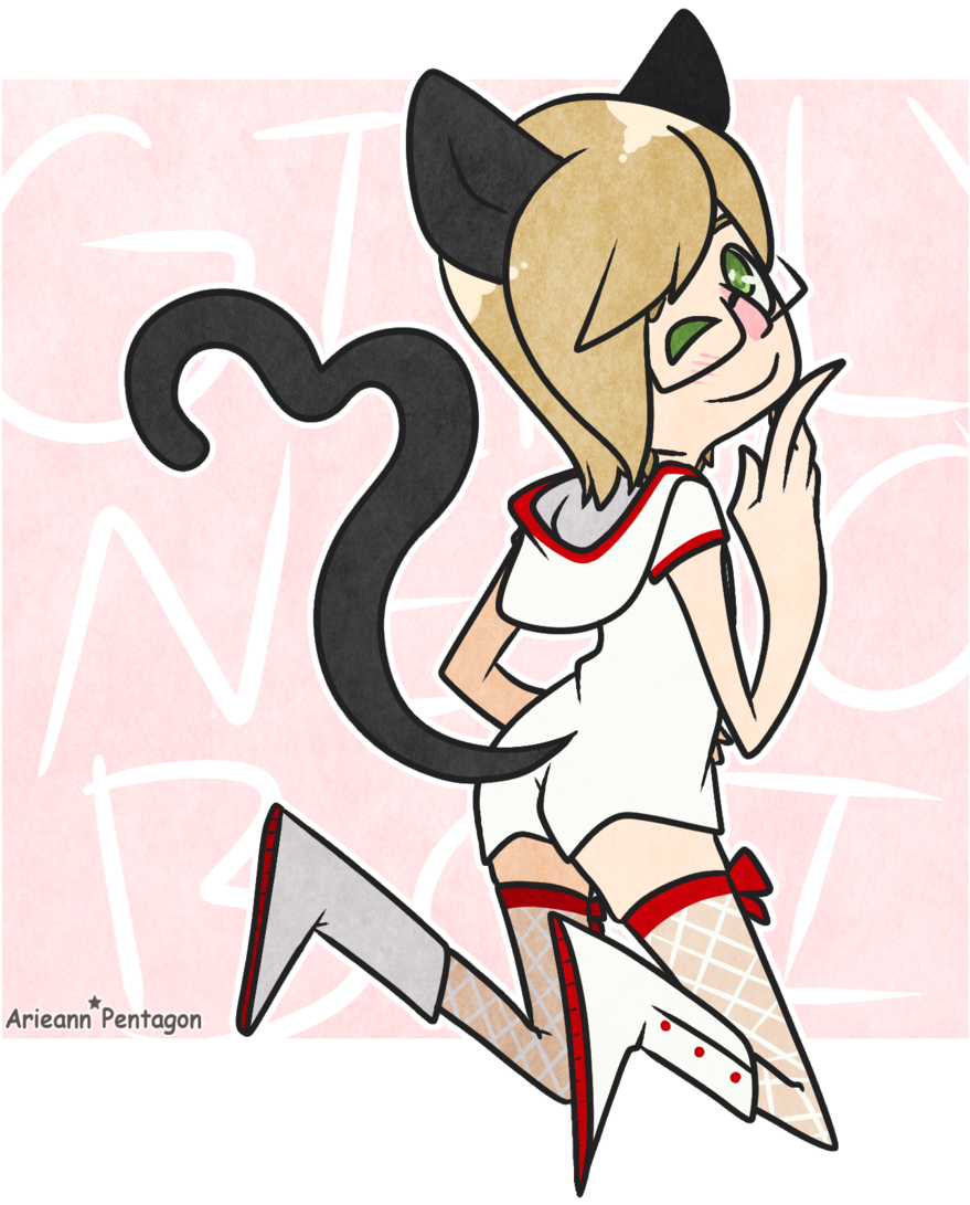 Girly Neko Boi By Arieann-pentagon - Cartoon (1024x1229)