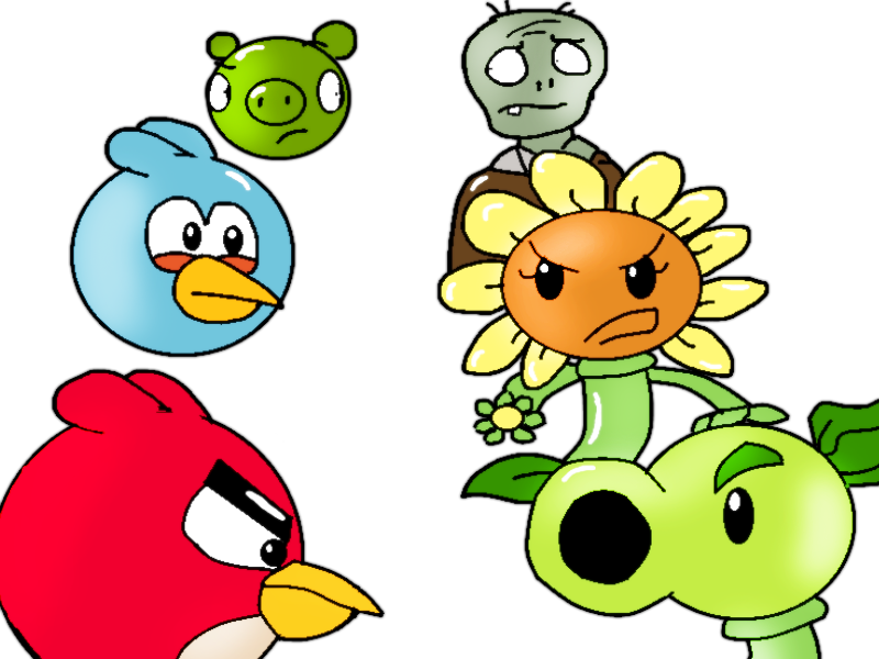 Plants And Zombies Vs Angry Birds By Couragefreddy45 - Angry Birds Zoimbes (800x600)