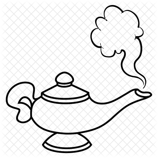 Genie Icon - Magic Lamp Line Drawing (512x512)