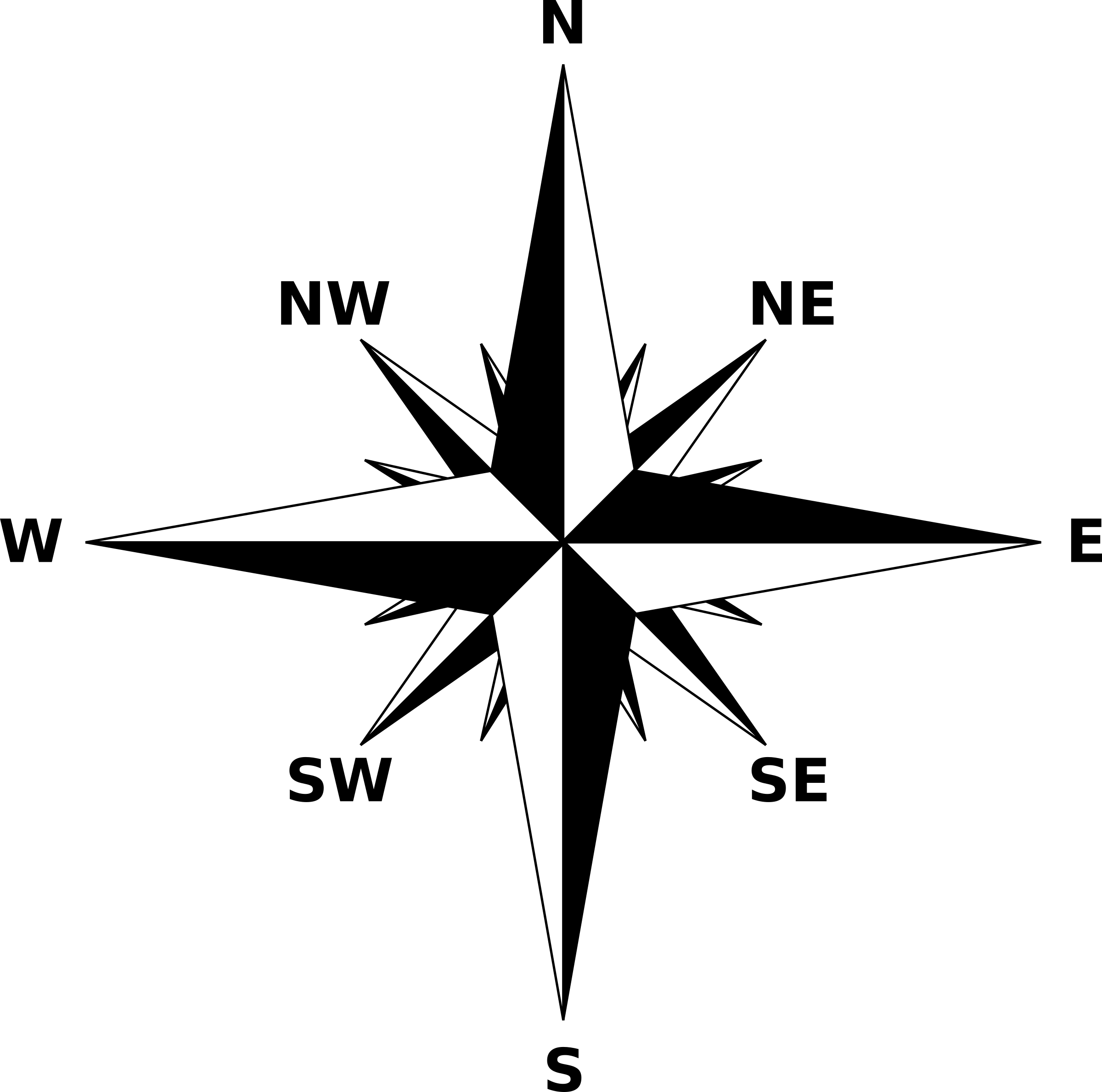 Black And White Compass Png Clipart - Compass Rose Small (2400x2377)