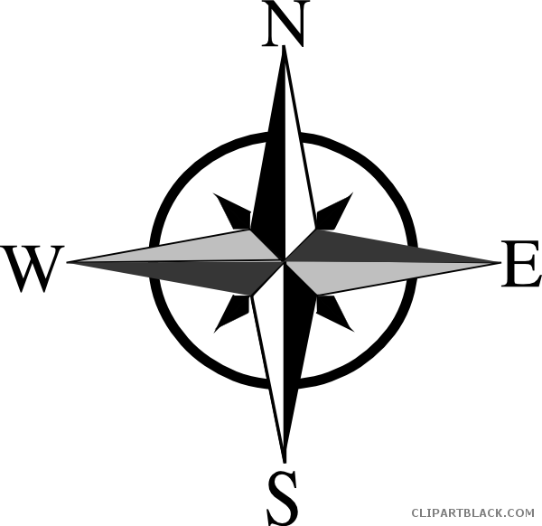North East South West Compass Tools Free Black White - North East South West Symbol (600x582)