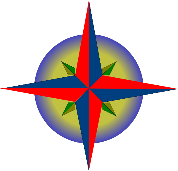 Compass Rose Blue Gold Fade Clip Art At Clker Com Vector - Clip Art (600x577)