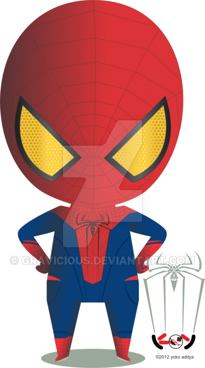 The Amazing Spiderman Chibi By Gravicious - Cartoon Captain America Vector (400x719)