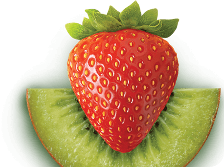 Strawberry Png - Cartoon Strawberry And Kiwi (458x342)