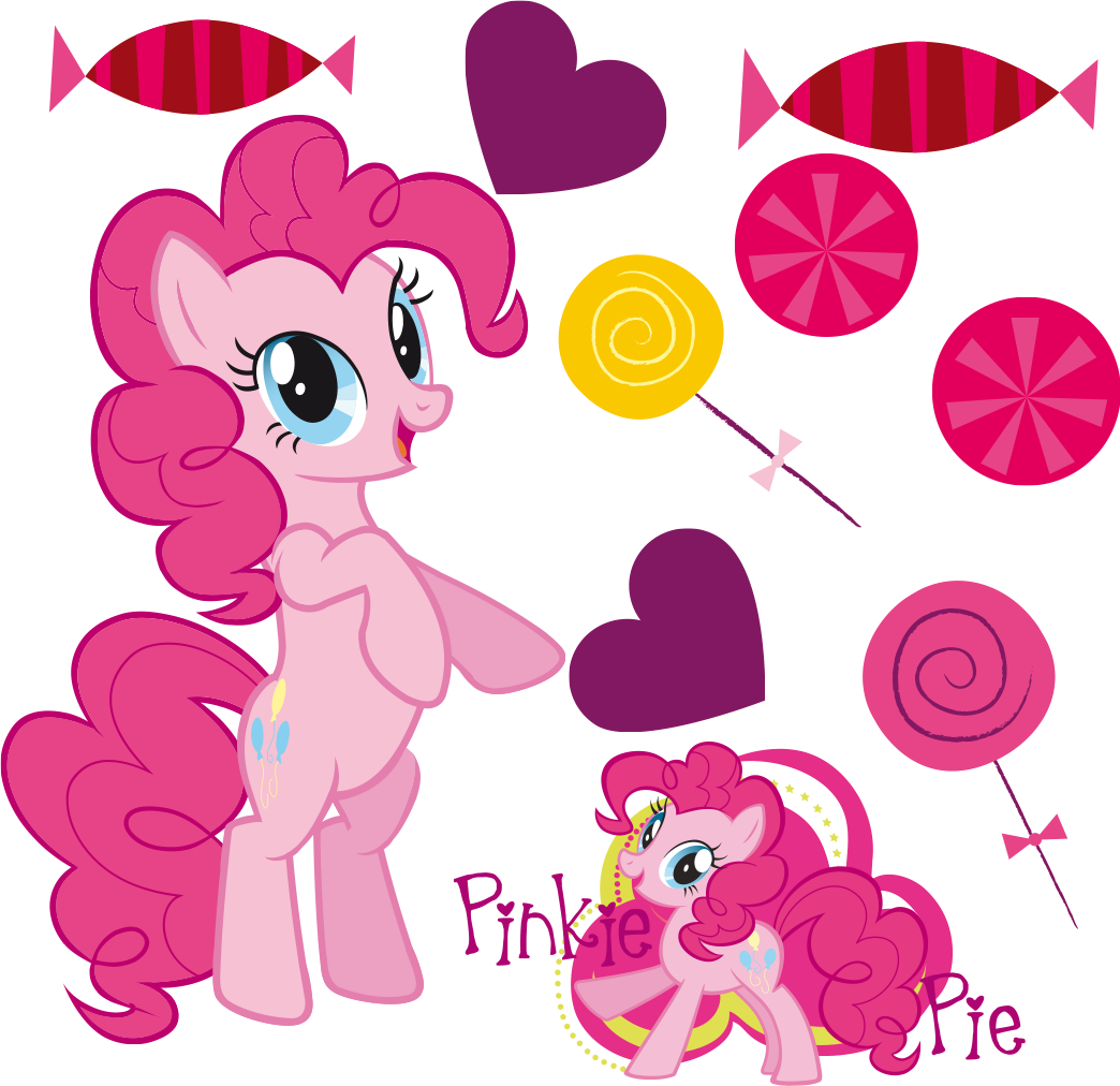 My Little Pony Pinkie Pie Wall Scene, 10 Pieces, Size - Pack Of 5 My Little Pony Glitter Finished Sticker Sheets (1044x1012)