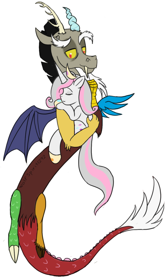 Commission Harmonia And Discord Hug By Wolfspirit1292 - Cartoon (715x1117)