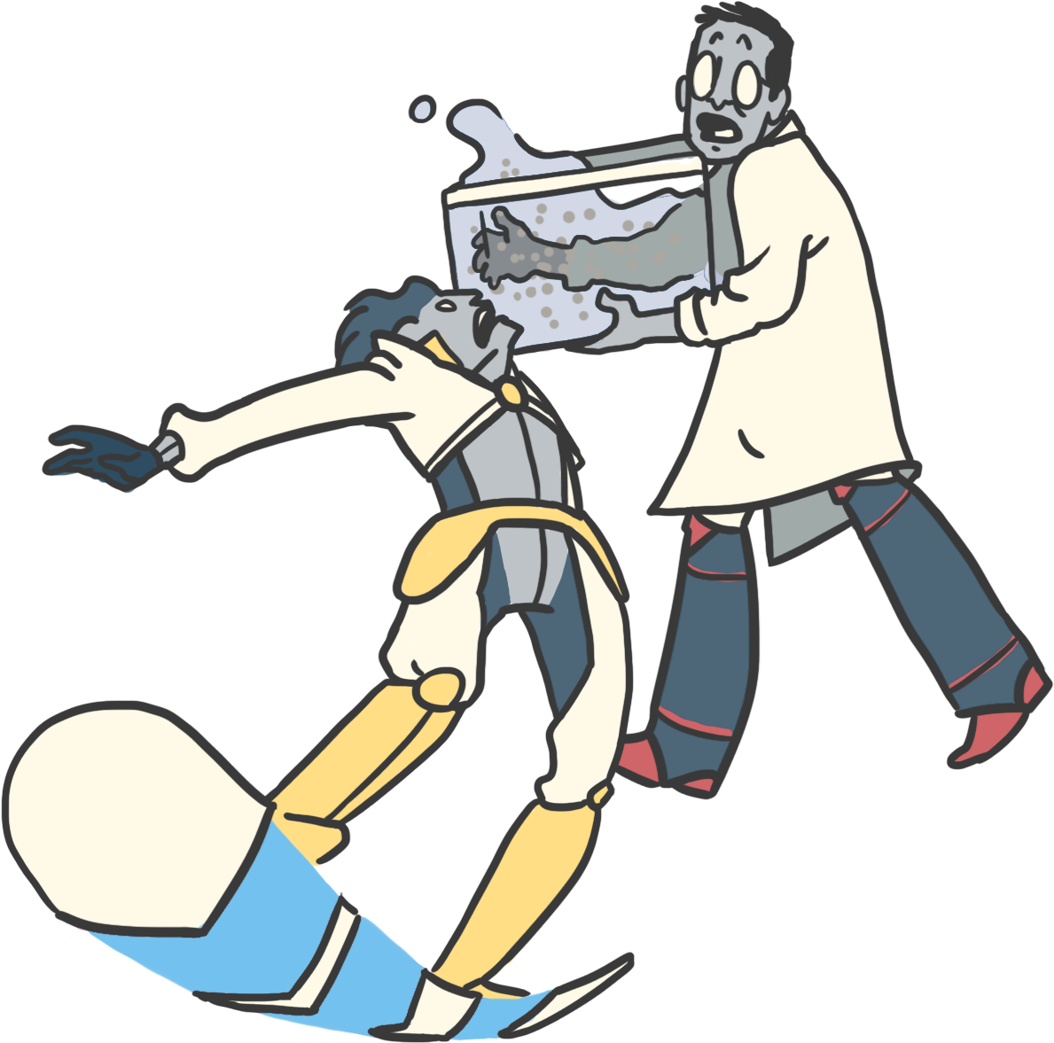 The Contents Of Ashwin's Experiment Showered Them In - Cartoon (1200x1200)