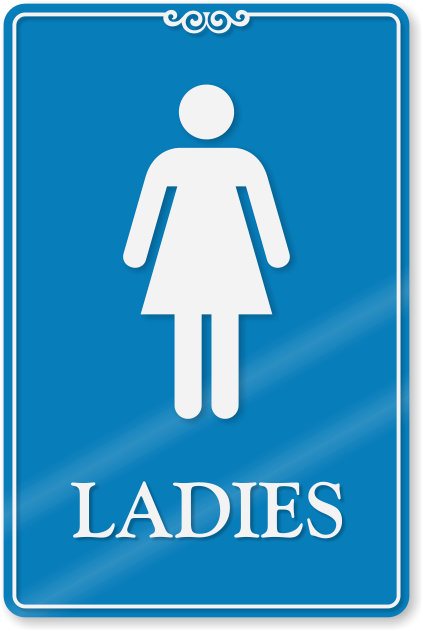 Ladies Restroom Showcase Wall Sign - Womans Restroom Door Signs - Gray Acrylic (422x800)