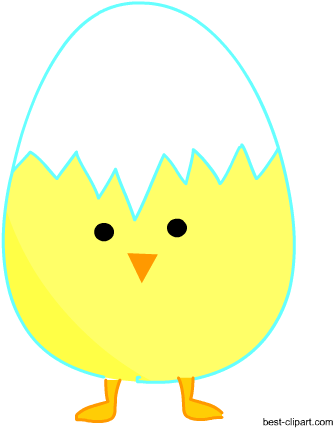 Cute Chick Under Egg Shell Free Clip Art - Eggshell (450x450)