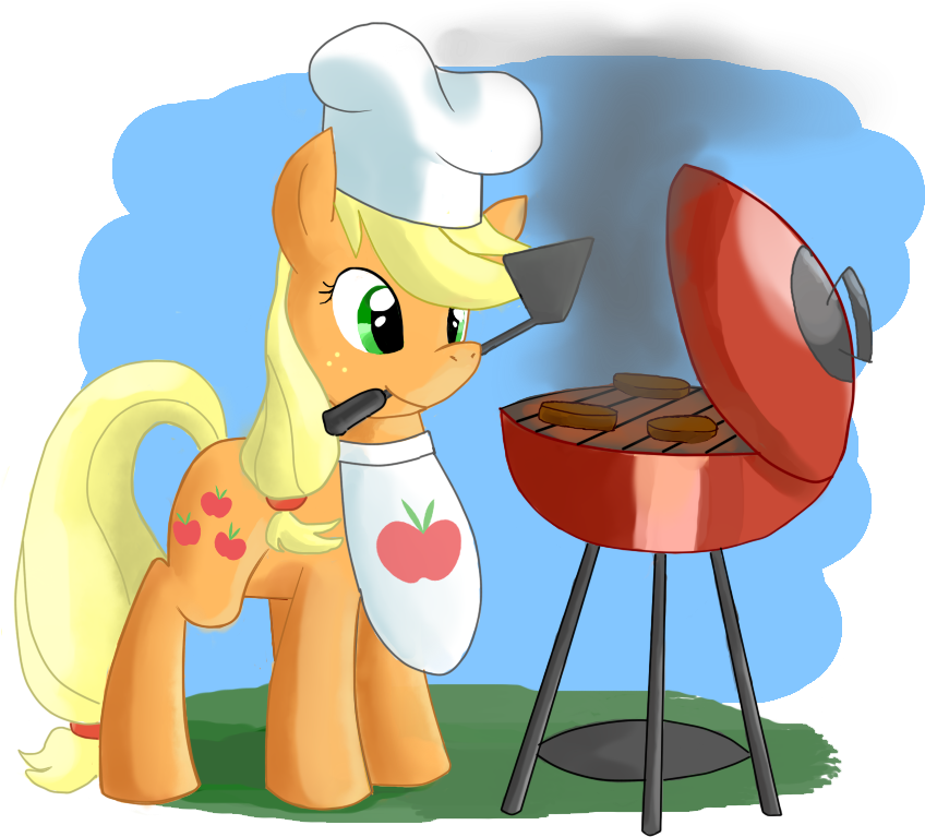 Apple, Applejack, Apron, Artist - Frying (900x800)