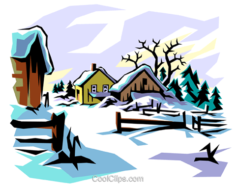 Winter Scene Royalty Free Vector Clip Art Illustration - Nice We're Having Christmas (480x379)