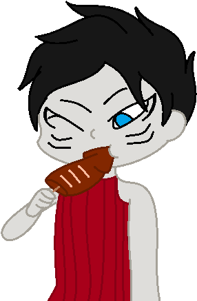 Shizuma Eating A Squid By Kyliebeason - Cartoon (362x463)