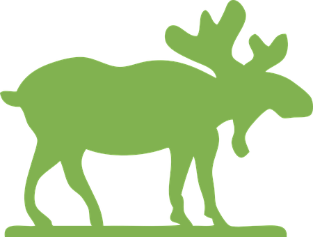 Moose Animal Antlers Green Silhouette Moos - Moose Clip Art (450x340)