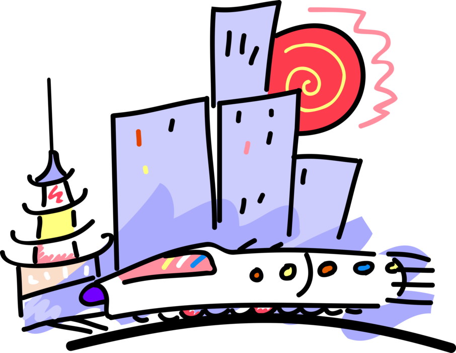 Vector Illustration Of Shinkansen Japanese High-speed - High-speed Rail (906x700)