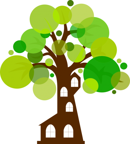 Just Grow - Tree - Forest School Cartoon (450x497)