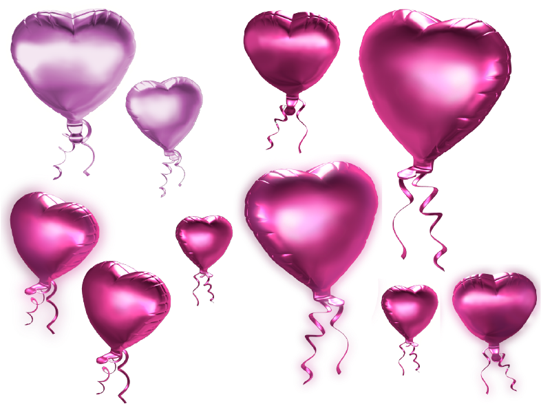 Pink And Purple Heart Balloons Png Clipart - Pink Balloons Png Transparent Background (800x599)