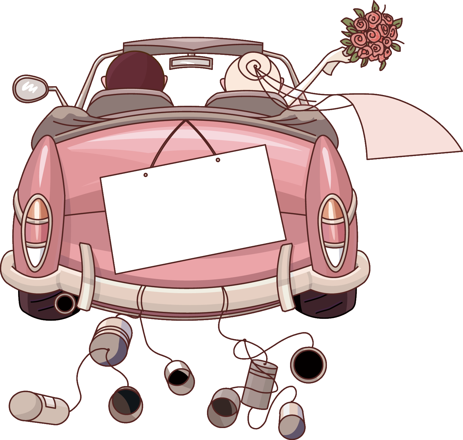 Car Wedding Invitation Clip Art - Just Married Car Clipart (1510x1435)