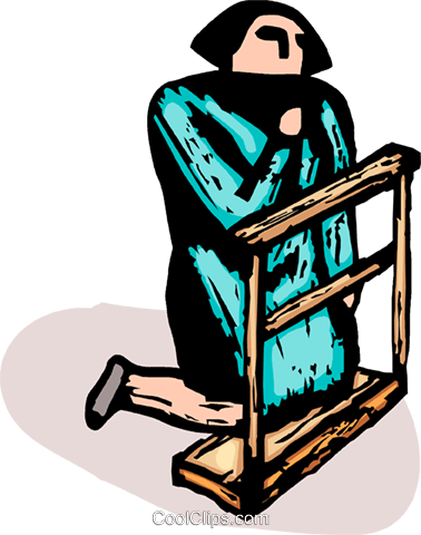 Woman On Her Knees Praying In Church Royalty Free Vector - Woman On Her Knees Praying In Church Royalty Free Vector (378x480)