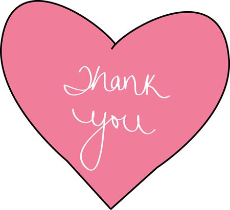 Thank You Clip Art - Thank You With Hearts (450x412)