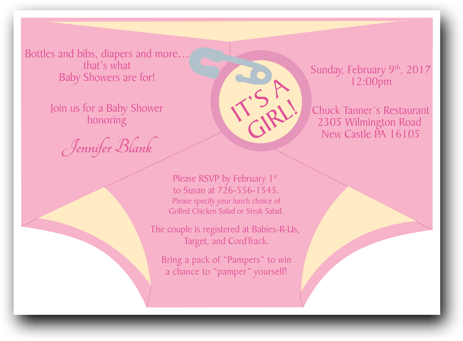 Diaper Shower Invitation Pink - Diaper Shower Invitations (1000x1000)