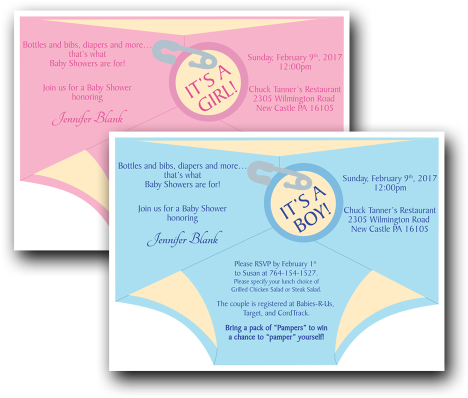 Diaper Shower Invitation Pink - Baby Shower (1000x1000)
