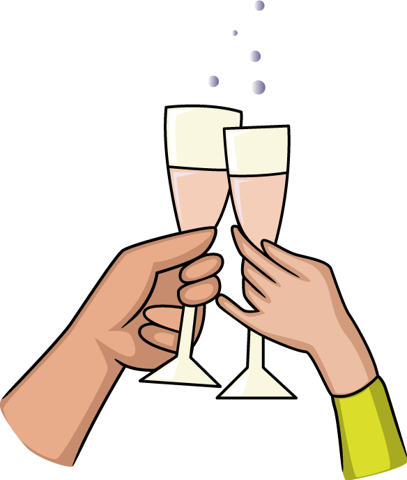Wedding Toast Clipart - 60th Anniversary Wine Glasses Rectangle Magnet (584x688)