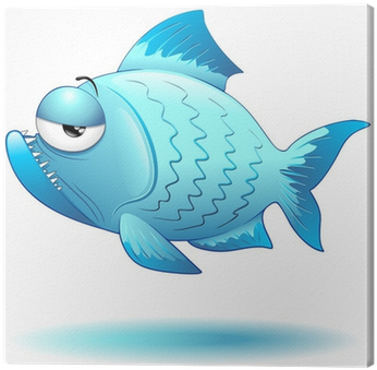 Pesce Cartoon Blu Funny Cartoon Fish Vector Canvas - Animated Cartoon (400x400)