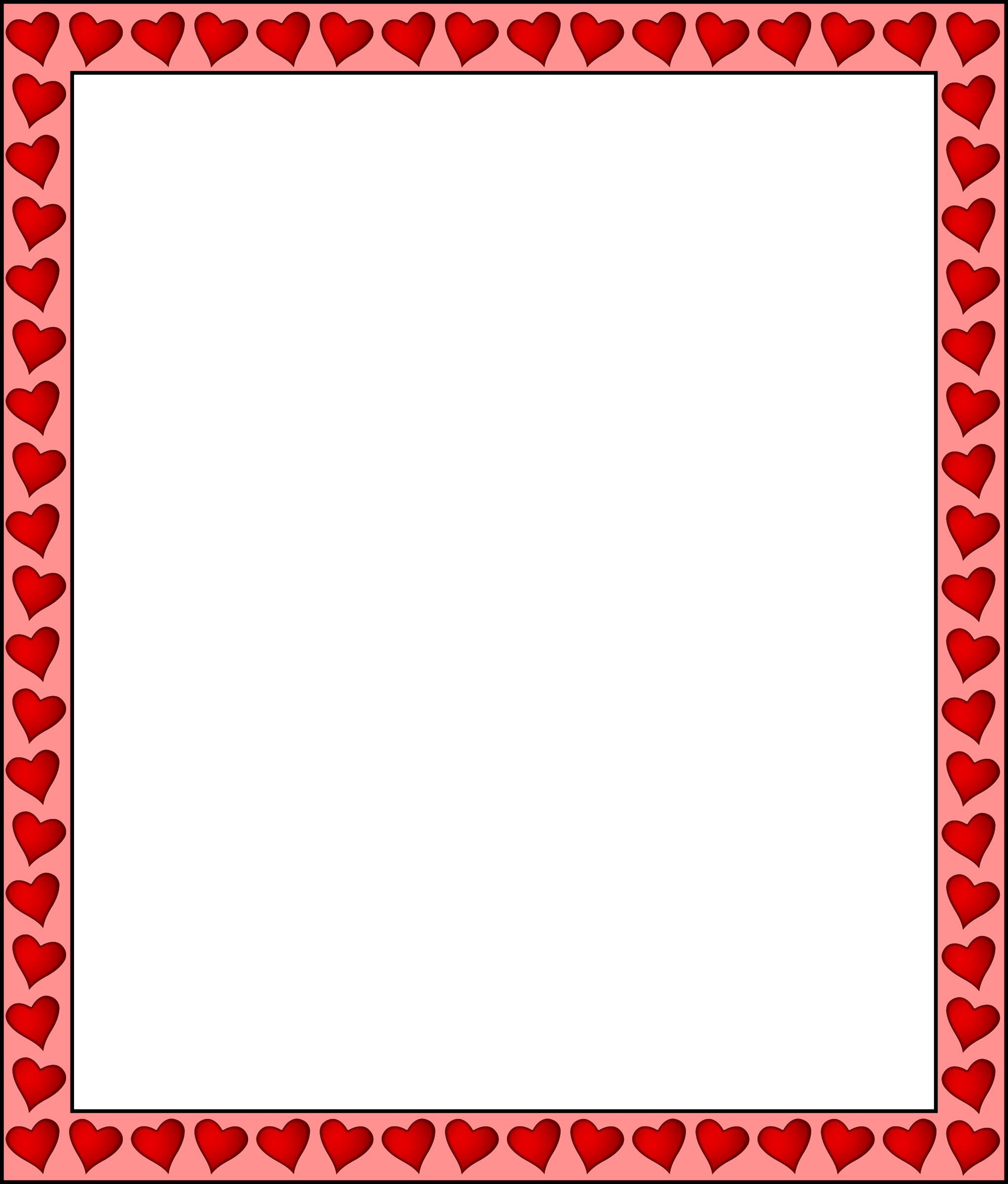Free Pink Heart Border Clip Art - Hearts Square Frame Png (2044x2400)