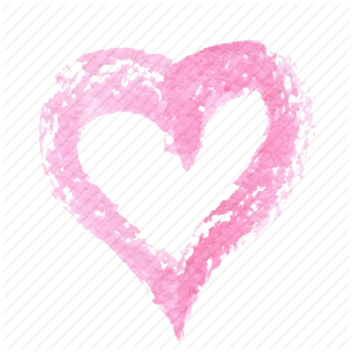 Drawn Hearts Pink - Watercolor Painting (512x512)