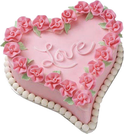 Pink Heart - Happy Birthday Heart Cake Png (400x432)