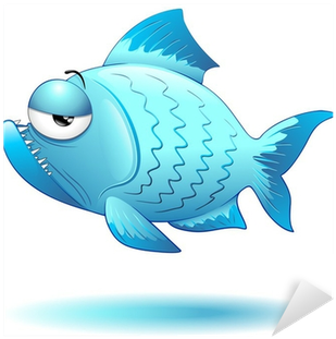 Pesce Cartoon Blu Funny Cartoon Fish Vector Sticker - Animated Cartoon (400x400)