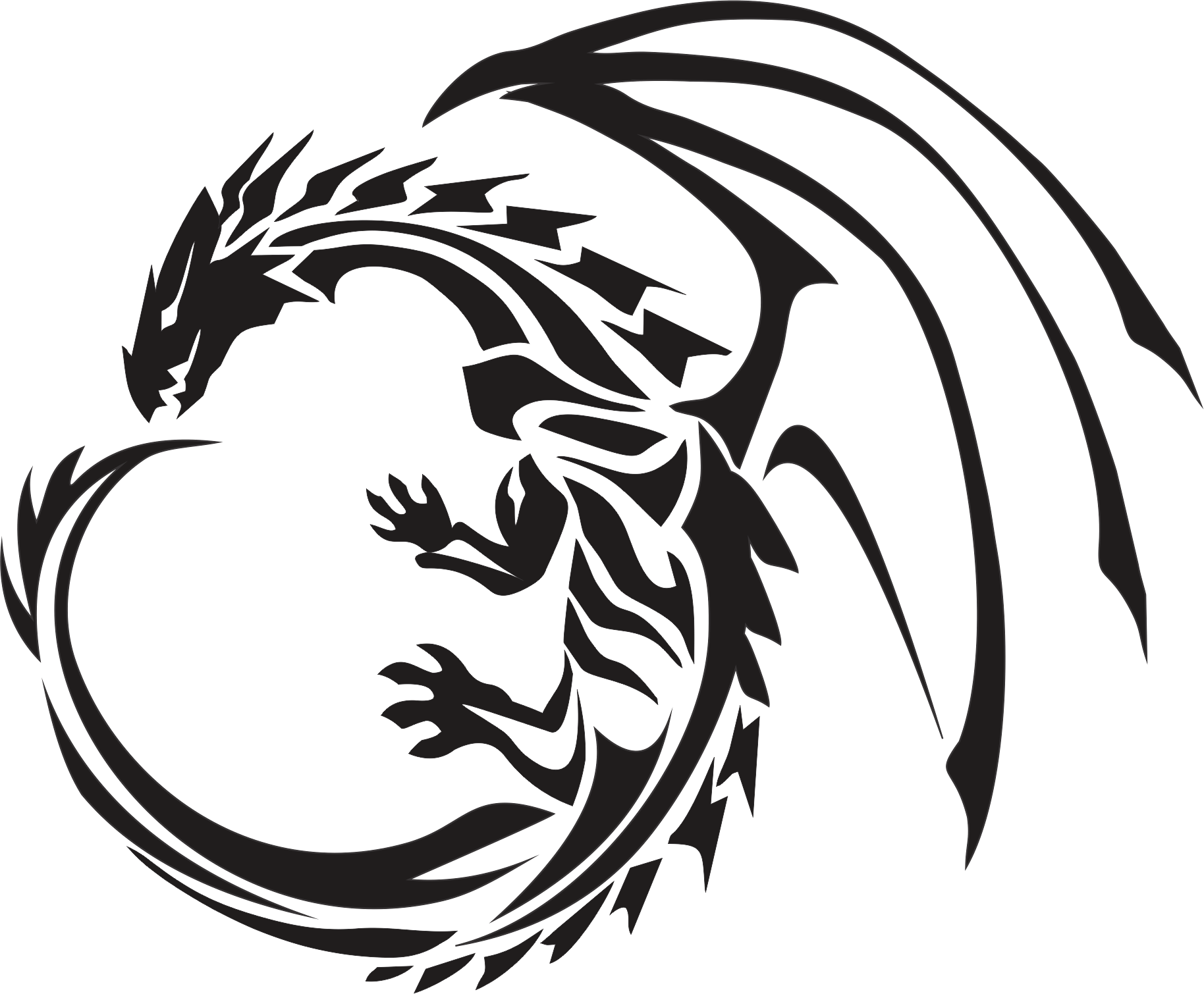 Dragon Tattoos Clipart Transparent Background - Dragon Tribal (1828x1510)