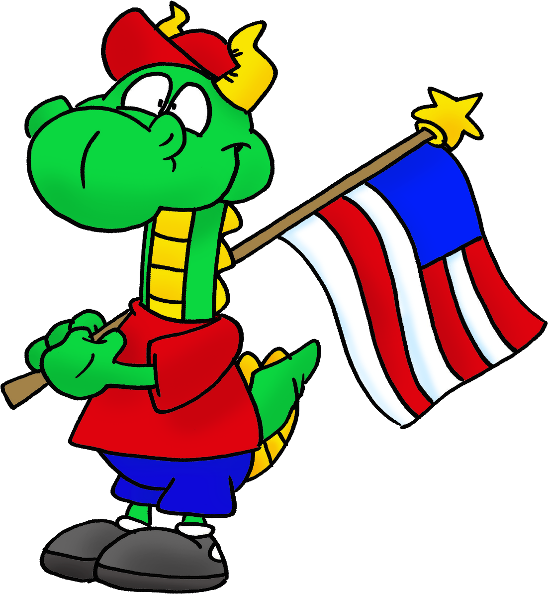 And Now For Today's Freebie Dragon With Flag - Cartoon (1180x1300)