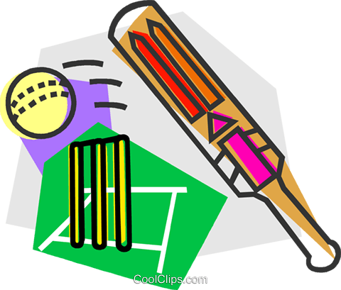 Cricket Ball And Bat Royalty Free Vector Clip Art Illustration - Sports In India (480x409)