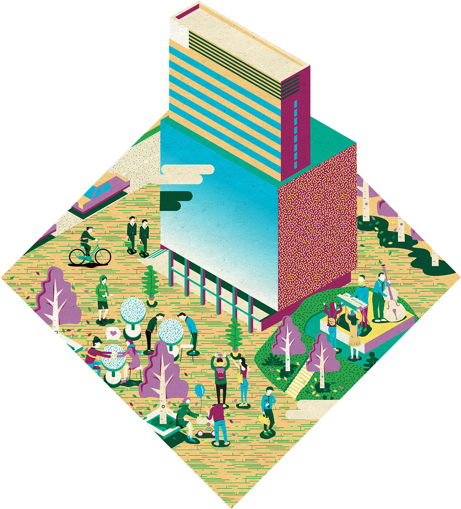 Illustration For Cbre Japan, Hiroshima Branch - Illustration (1772x1777)